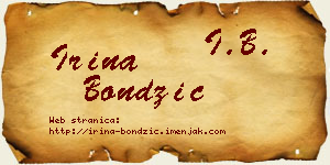 Irina Bondžić vizit kartica